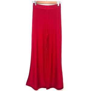 Free People Intimately Knit Wide Leg Tuxedo Shimmer Pant - Red XS
